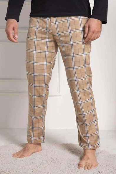 Mecit 3053 Erkek Siyah Ekoseli Büyük Beden Pijama Takımı - 4
