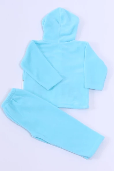 BEBEK POLAR ALT ÜST TAKIM KAPŞONLU FERMUARLI NAKIŞLI E11 - 9