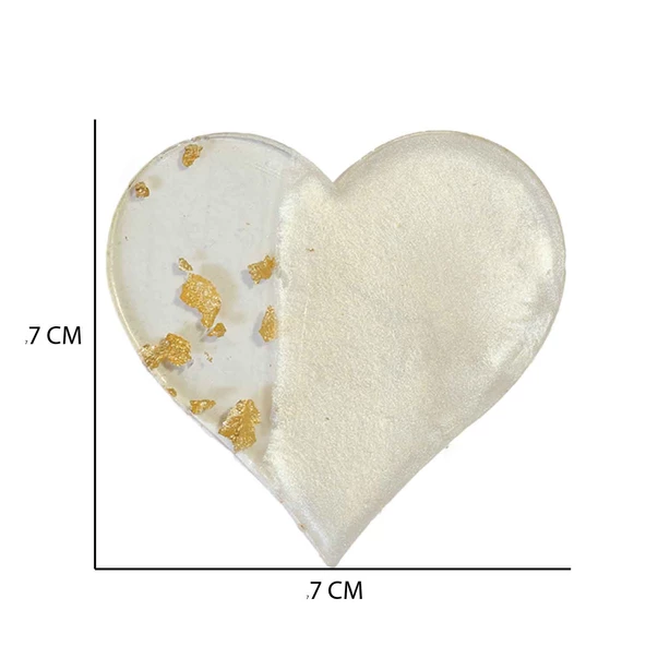 Epoksi  Magnet Gold Gümüş Varaklı Kalp Model 7 CM  (10 Adet)  Altın - 2