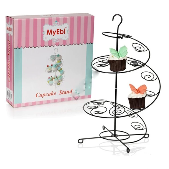 Metal Cupcake Standı Siyah / 15&apos;Li Kek Standı