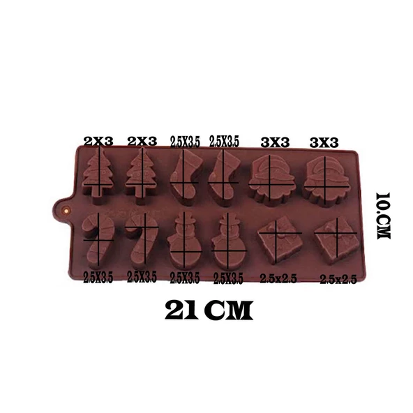 Silikon Kalıp Kurabiye Kaıbı Çam Ağaçlı Model 12 li  B1262 - 2
