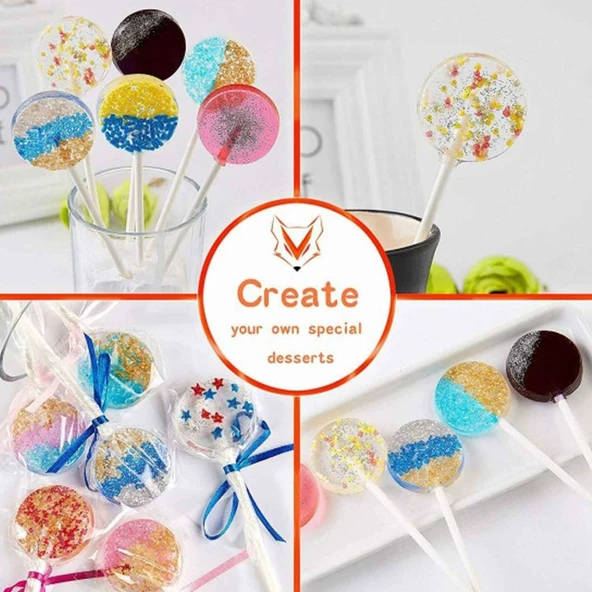 Çubuklu Silikon Yuvarlak Lolipop Şeker Kalıbı-8 li BT078-2 - 2