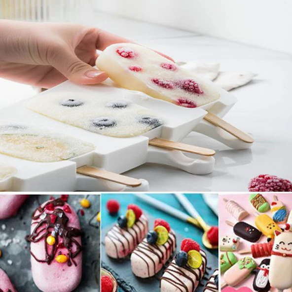 Magnum Şekilli Silikon Dondurma Tatlı Meybuz Kalıbı 8&apos;li - 5