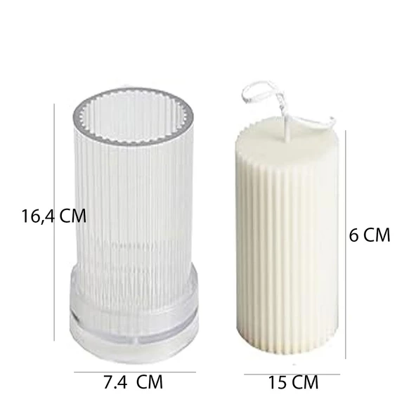Poli Karbon Sert Plastik  Mum Kalıbı Dik Çizgili 16,4X7,4 CM - 2