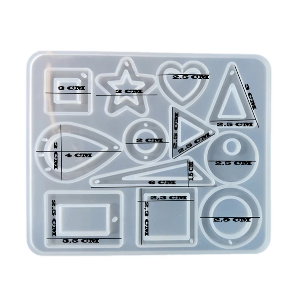 Epoksi Silikon Kalıp 12 li Ortası Açık Şekiller Takı Kalıbı E125 - Resim 2