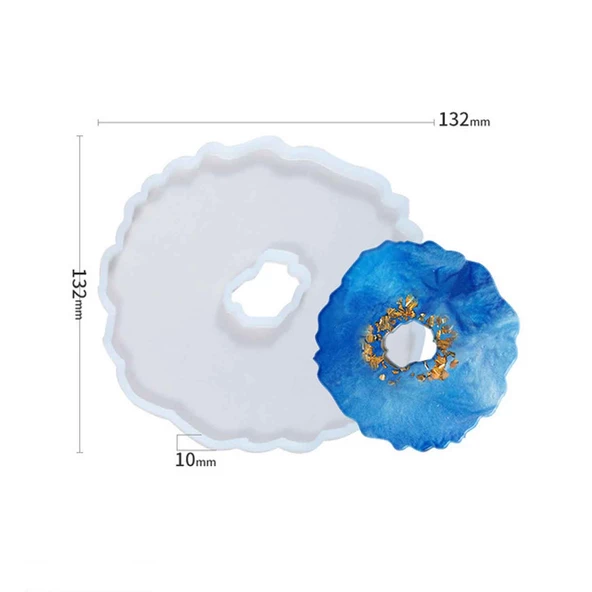 Epoksi Silikon  Kalıp  Dalgalı  Ortası Delik   Model 13.2 CM - Resim 2