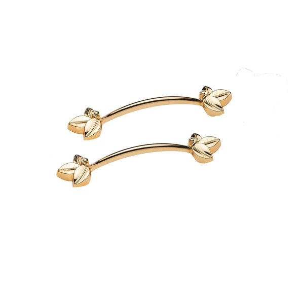 Defne Zamak Kulp Yonca Desenli Model 14 CM (2 Adet)  Gold