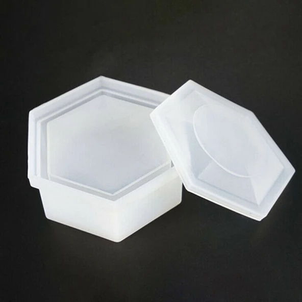 Silikon Reçine Altıgen Mücevher Saklama Kutusu Kalıp  8 CM - 2