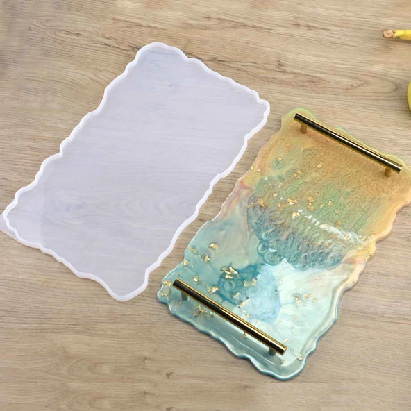 Epoksi Silikon Dalgalı Tepsi  Kalıbı Dikdörtgen 21.7X35.7 CM