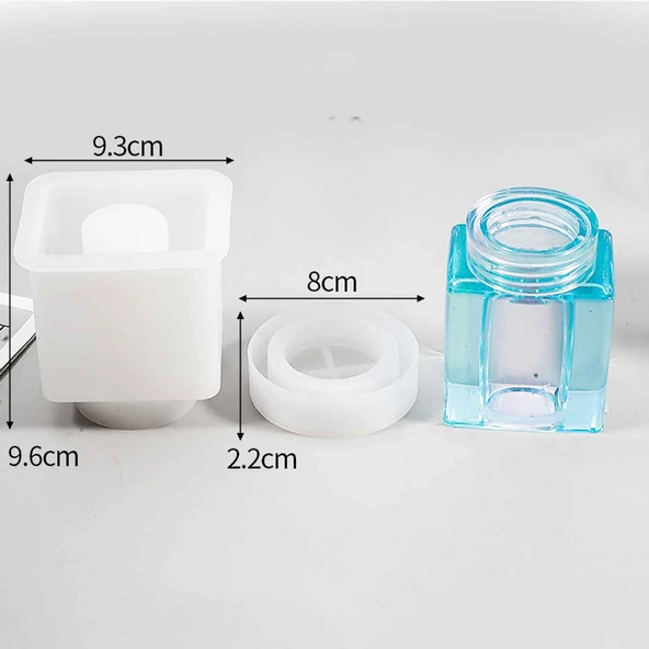 Epoksi Silikon Kalıp Kavanoz Köşeli Kare 9.6 X 9.3 CM - Resim 2