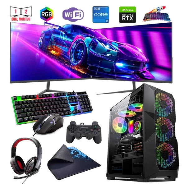 I5 12400F 32GB DDR4 1TB M2 6GB RTX3050 Çift 24" Mon. Oyun Bilgisayarı (Gaming SET)