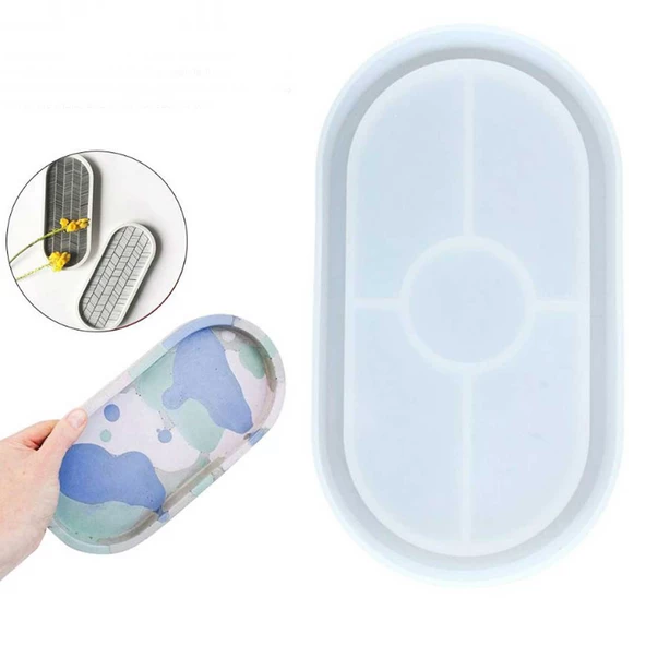 Epoksi Silikon Kalıp Oval Mini Tepsi Modeli 18 X 9.5 CM - 4