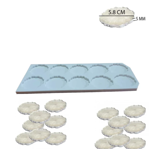 Epoksi  Silikon Kalıp Tırtıklı Kenar Magnet Kalıbı 5.8 CM 10 lu - Resim 2