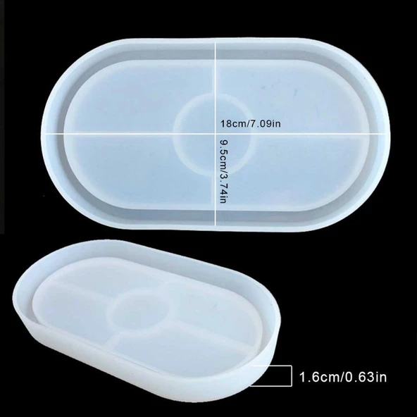 Epoksi Silikon Kalıp Oval Mini Tepsi Modeli 18 X 9.5 CM - 2