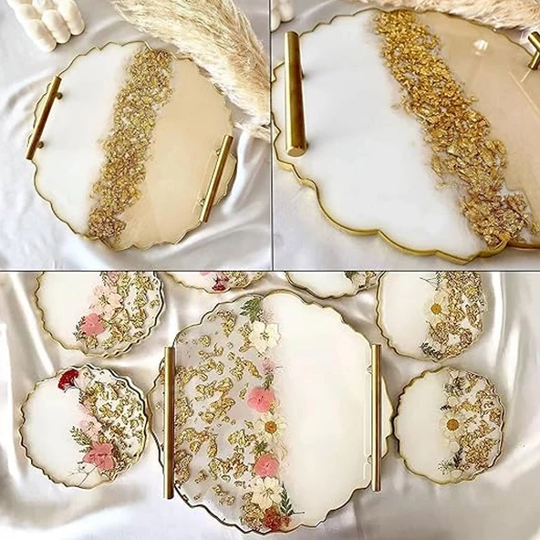 Epoksi Silikon Kalıp  YERLİ ÜRETİM Büyük Tepsi Kenarı Dalgali Model 30 CM - Resim 3