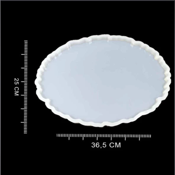 Epoksi Silikon Kalıp Oval Dalgalı Tepsi  (Supla) Kalıbnı  YERLİ 25x33.5 CM - Resim 2