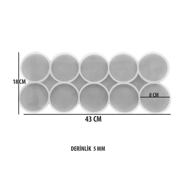 Epoksi Silikon Kalıp Çoklu Magnet Kalıbı Düz Yuvarlak Daire  Seri Döküm Kalıbı 8 CM  10 Lu - 2