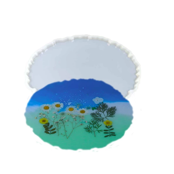 Epoksi Silikon Kalıp Oval Dalgalı Tepsi  (Supla) Kalıbnı  YERLİ 25x33.5 CM - Resim 3