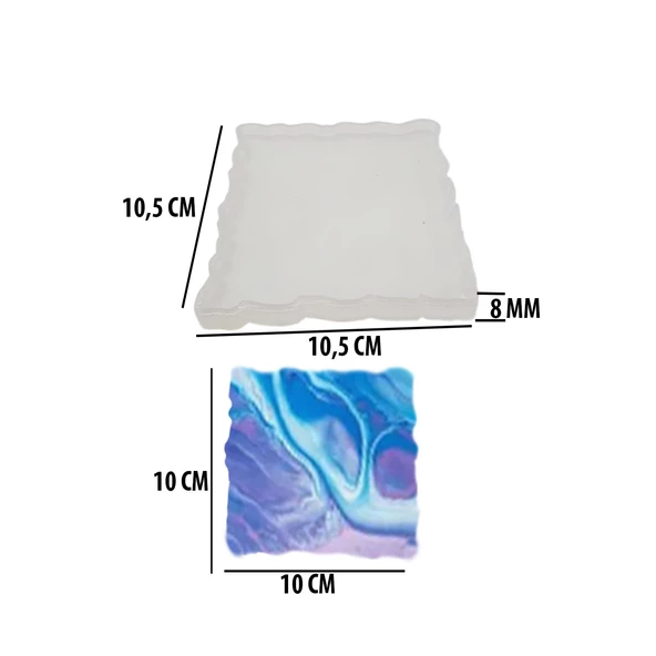 Epoksi Silikon Kalıp Magnet Geode Kare  10 CM - 2