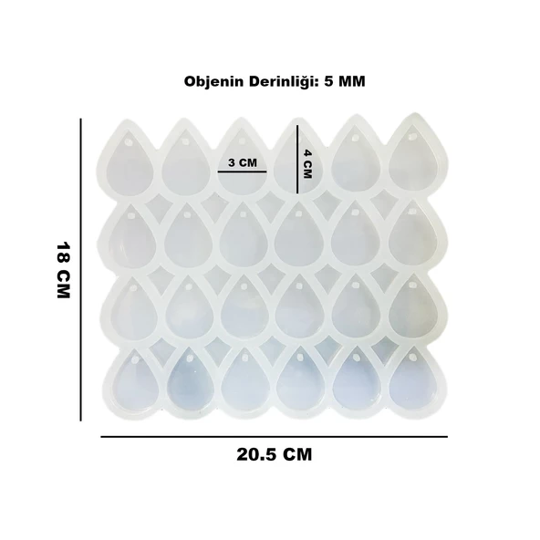 Epoksi Kalıbı Çoklu Damla Kolye Ve Anahtarlık Kalıbı 24 Lü - Resim 2