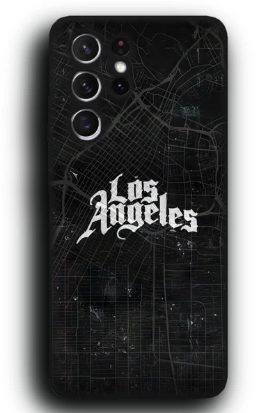 Galaxy S21 Ultra Uyumlu Lansman Telefon Kılıfı "Los Angeles Harita Gangsta LA Cool"