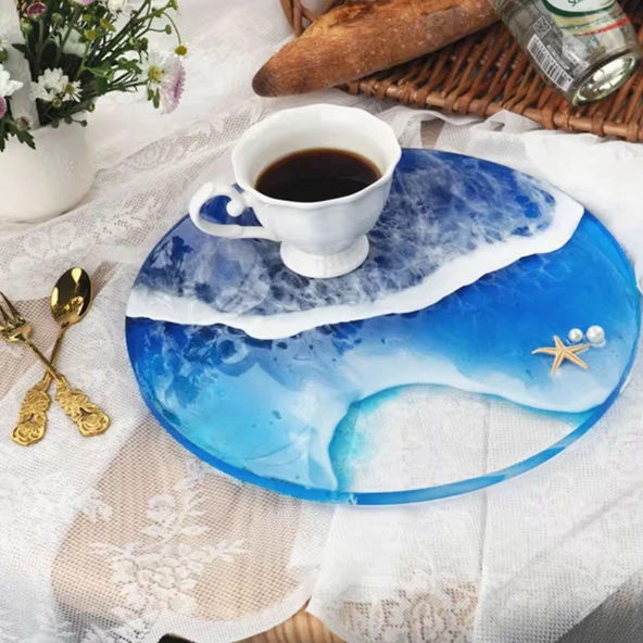 Epoksi Silikon Kalıp  YERLİ ÜRETİM Yuvarlak Tepsi Kalıbı Düz 23 CM - 3