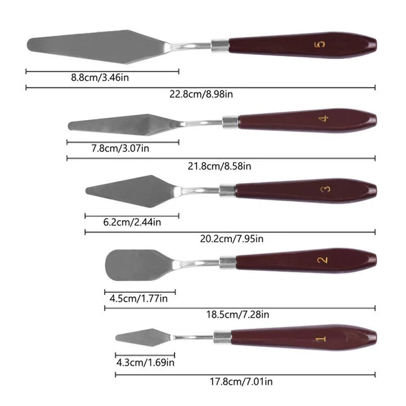 Palet Bıçakları Spatula Yağlı Akrilik Boya Sanatçı Seti Bıçağı 1 2 3 4 5 - 3