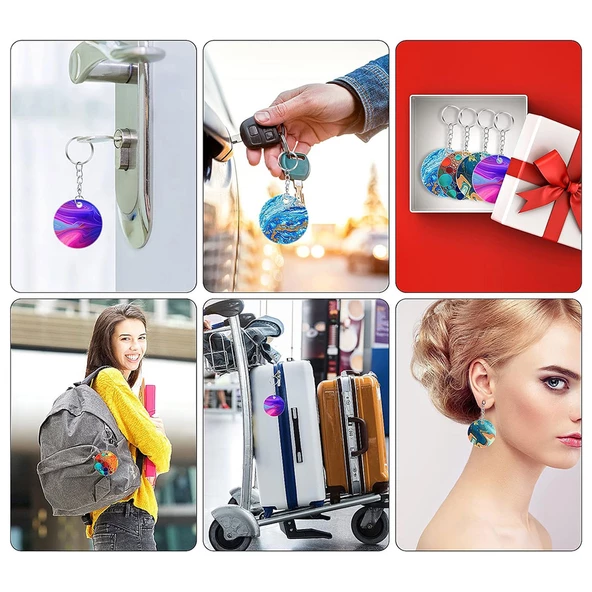 Epoksi Silikon Kalıp Delikli Yuvarlak Anahtarlık Kolye Kalıbı 4 Lü - 5