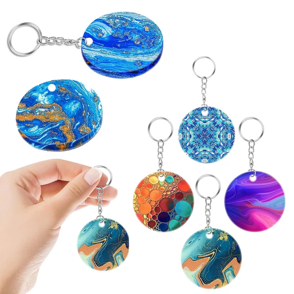 Epoksi Silikon Kalıp Delikli Yuvarlak Anahtarlık Kolye Kalıbı 4 Lü - 4