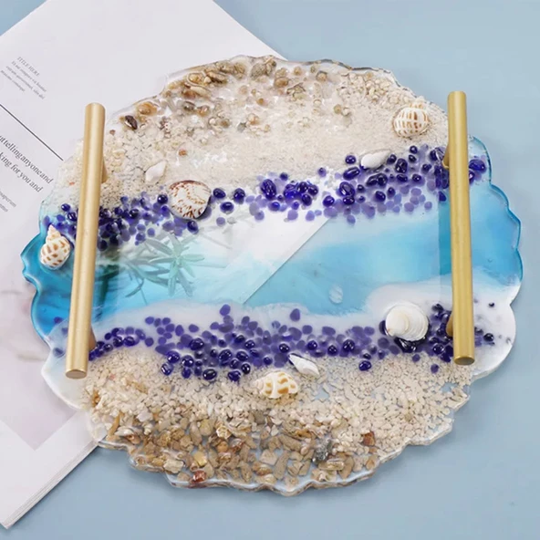 Epoksi Silikon Kalıp YERLİ ÜRETİM Güneş Tırtıklı Tepsi Kalıbı 40 CM - Resim 2