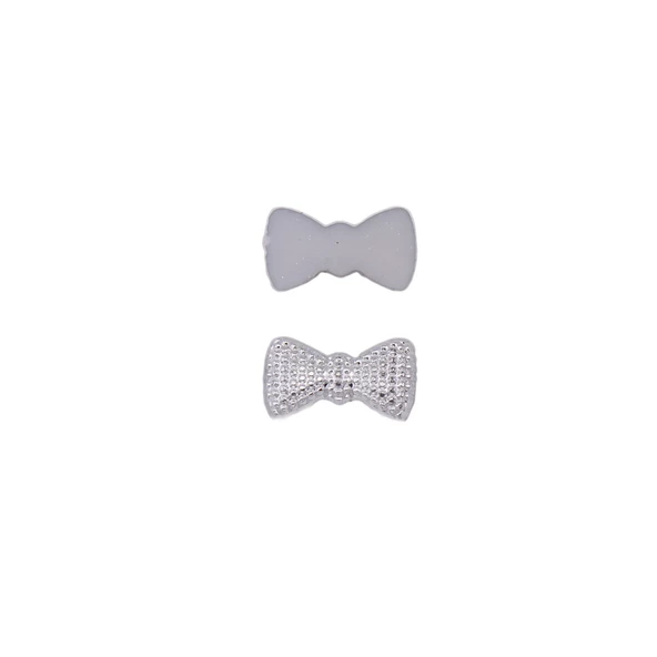 Polyester Fiyonk Hazır Papyon 1 CM X 2 CM (100 Adet)  Gümüş
