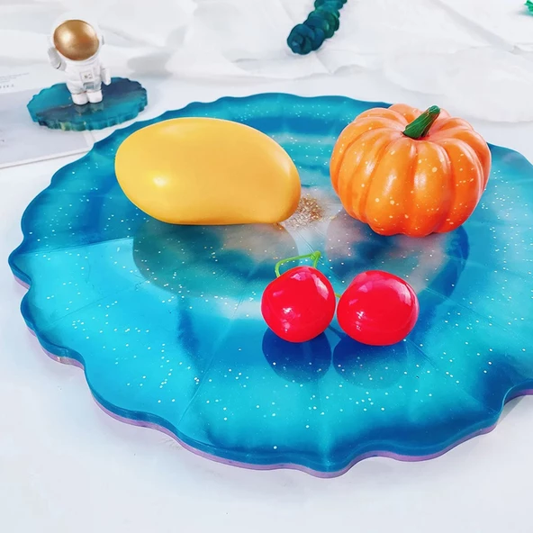 Epoksi Silikon Kalıp YERLİ ÜRETİM Güneş Tırtıklı Tepsi Kalıbı 40 CM - Resim 4