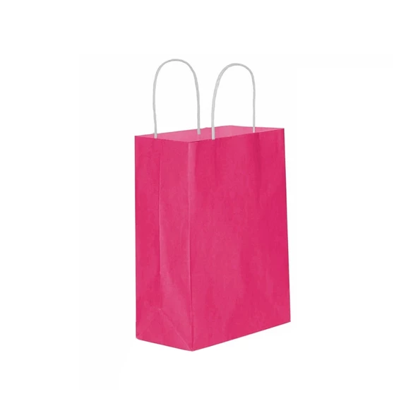 Kağıt Hediye Çantası Düz Renk Büyük Boy 25X31 CM (25 Adet)  Fuşya