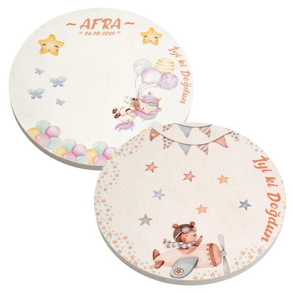 Kız bebek ve erkek bebek konseptli yaş pasta tablası - 3
