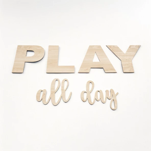 Play All Day Ahşap Yazı küçük boy - 2