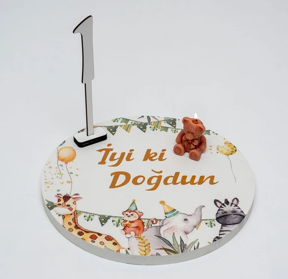 doğum panolu ve safari konseptli yaş pasta tablası - 4