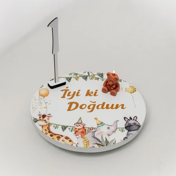 doğum panolu ve safari konseptli yaş pasta tablası - 2
