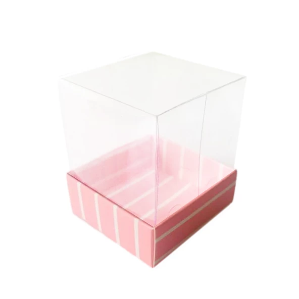 Asetat Kutu Altı Karton Çizgili Model 5x5x5 CM (25 Adet)  Pembe ürün görseli 1