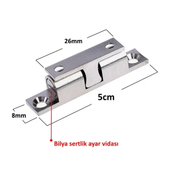 Bilyalı Bilye Metal Çıt Çıt Sineklik Dolap Çekmece Mobilya Kapak Tutacağı 2 Adet Kilit Aparat - 2
