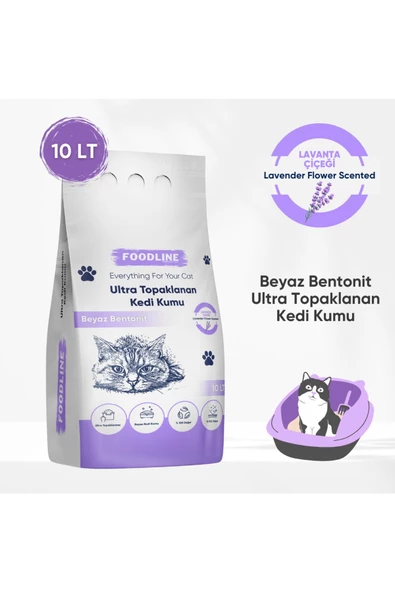 Foodline Lavanta Kokulu İnce Taneli Bentonit Topaklanan Kedi Kumu 10 Lt - 3