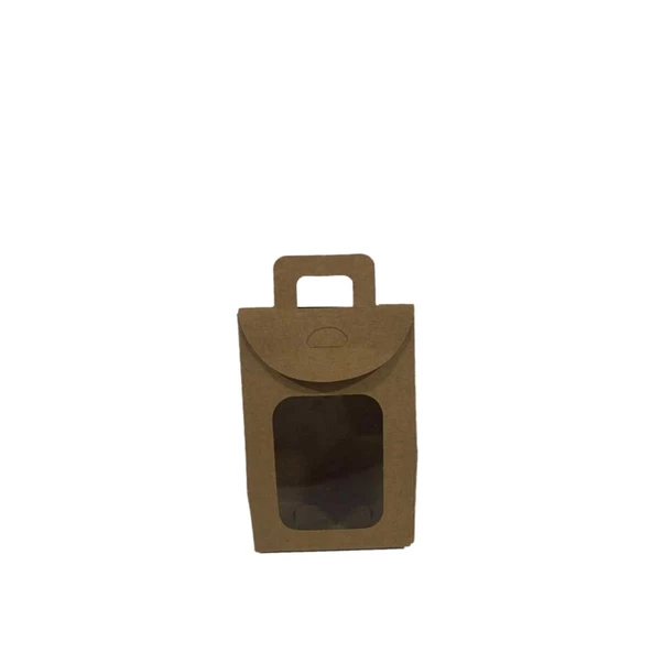 Kına Ve Çerez Çantası Pencereli Karton 7.5X11X4 (20 Adet)  Pencereli Kraft
