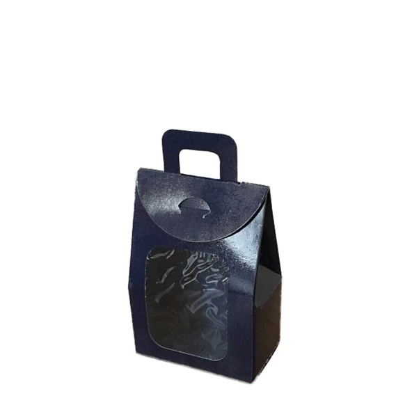 Kına Ve Çerez Çantası Pencereli Karton 7.5X11X4 (20 Adet)  Lacivert