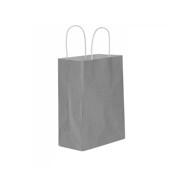 Kağıt Hediye Çantası Düz Renk Battal Boy 31X41 CM (25 Adet)  Gümüş