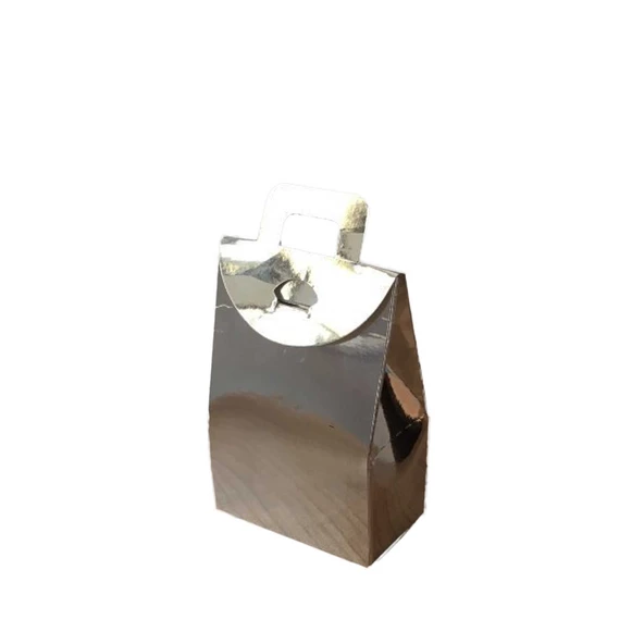 Kına Ve Çerez Çantası Karton DÜZ 7.5X11X4  CM (20 Adet)  Gümüş