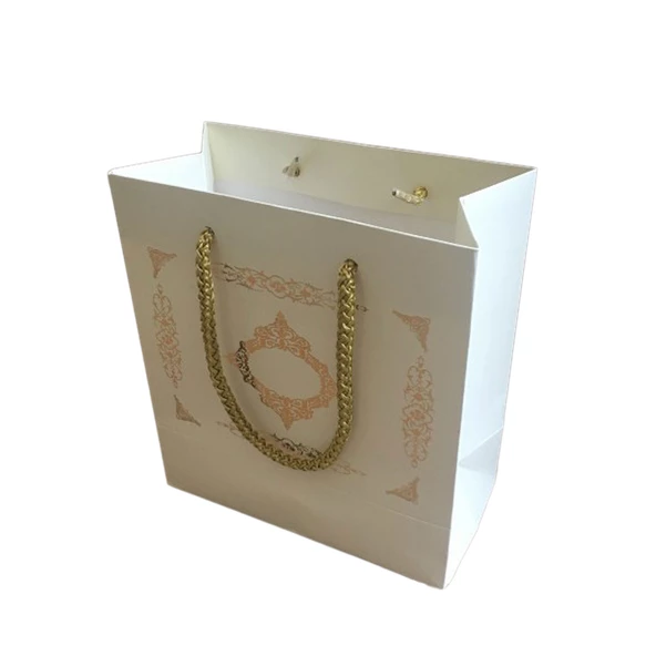 Karton Hediye Çantası GOLD Saray Desenli 20X20X10 CM (10 Adet)  Krem