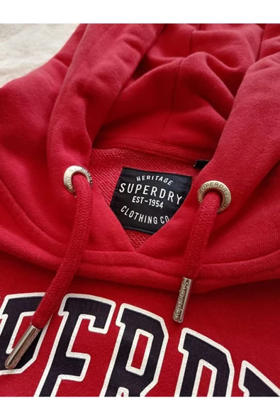 Kırmızı Kapüşonlu Sweatshirt, Sweatshirt Elbise, Krmızı Elbise, Spor Elbise - 2