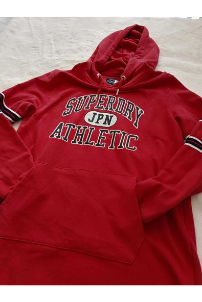 Kırmızı Kapüşonlu Sweatshirt, Sweatshirt Elbise, Krmızı Elbise, Spor Elbise - 3