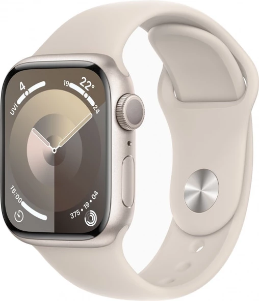 Apple Watch Seri 9 Gps 41MM Yıldız Işığı Alüminyum Kasa Spor Kordon - S/m MR8T3TU/A