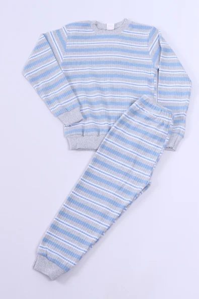 ERKEK ÇOCUK PİJAMA TAKIMI ÇİZGİLİ RİBANALI A35 - 2