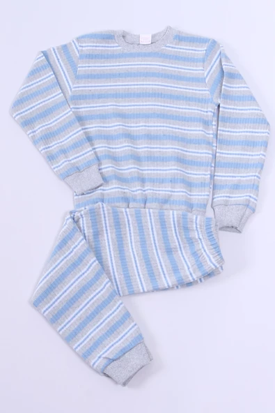 ERKEK ÇOCUK PİJAMA TAKIMI ÇİZGİLİ RİBANALI A35 - 3
